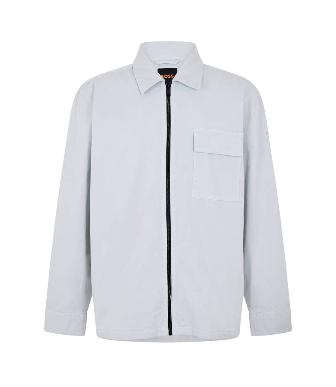Mens Patterned Chest Pocket Overshirt Grey Boss-2