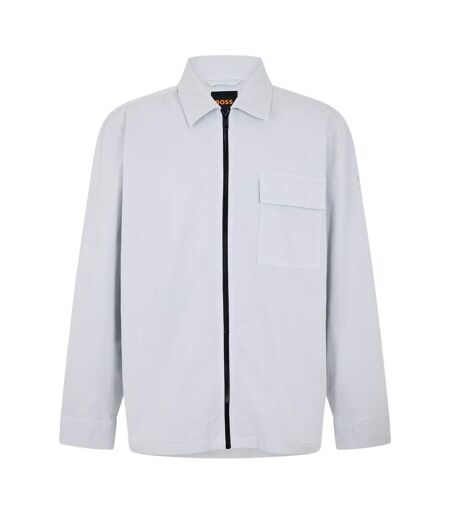 Mens Patterned Chest Pocket Overshirt Grey Boss