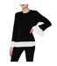 Pull Motif/style 2-en-1 Femme Noir Linea-4