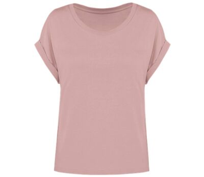 T-shirt écoresponsable manches à revers - Femme - PAT309 - rose pétale