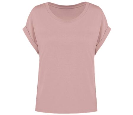 T-shirt écoresponsable manches à revers - Femme - PAT309 - rose pétale