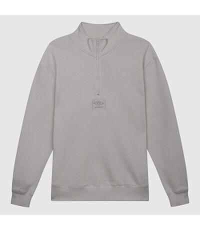 Mens logo quarter zip fleece top white sand Umbro