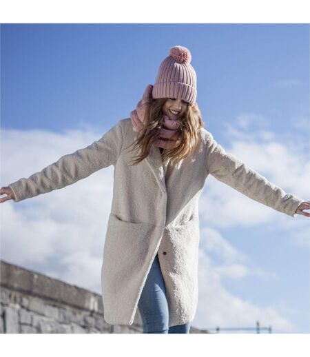 Ladies Ribbed Cuffed Thermal Insulated Winter Pom Pom Bobble Hat