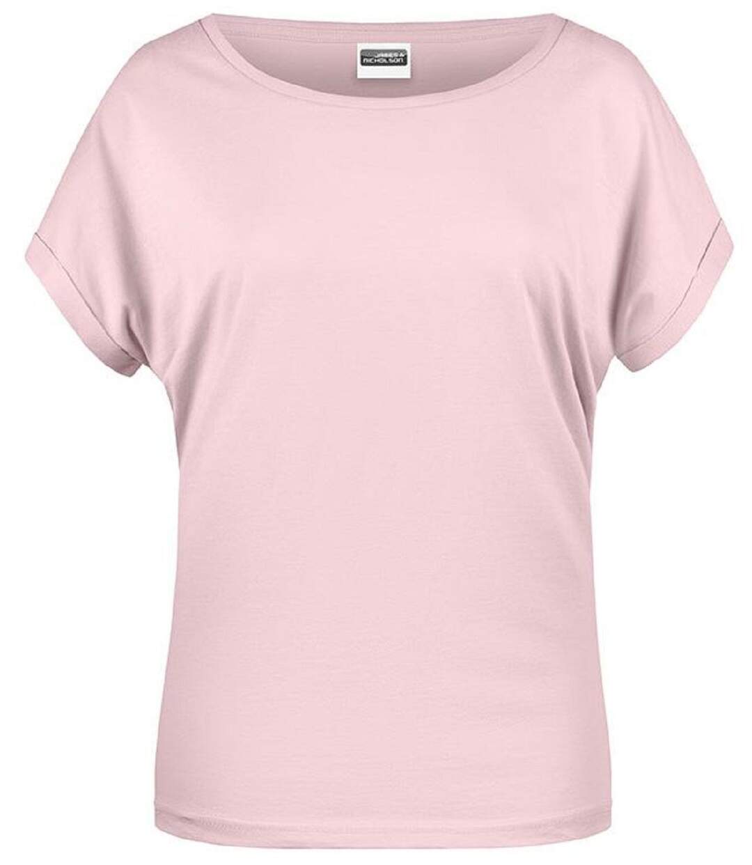 T-shirt BIO col bateau - Femme - 8005 - rose pastel-2