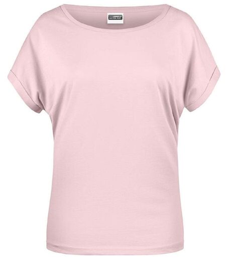 T-shirt BIO col bateau - Femme - 8005 - rose pastel