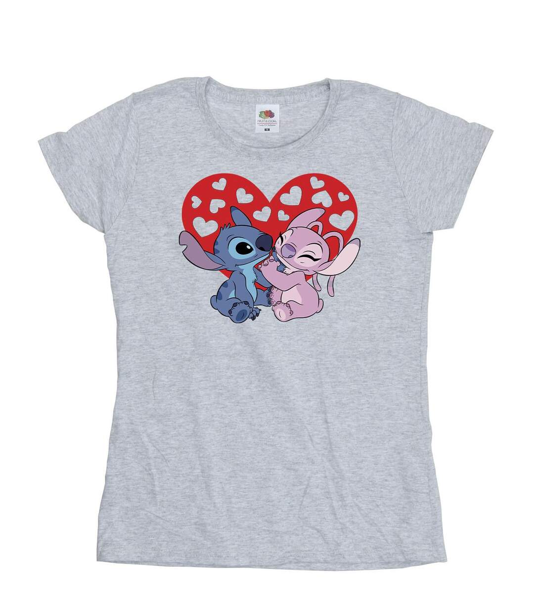 Disney T-shirt en coton Femmes/Ladies Lilo & Stitch Hearts (Gris sportif) - UTBI25702-1