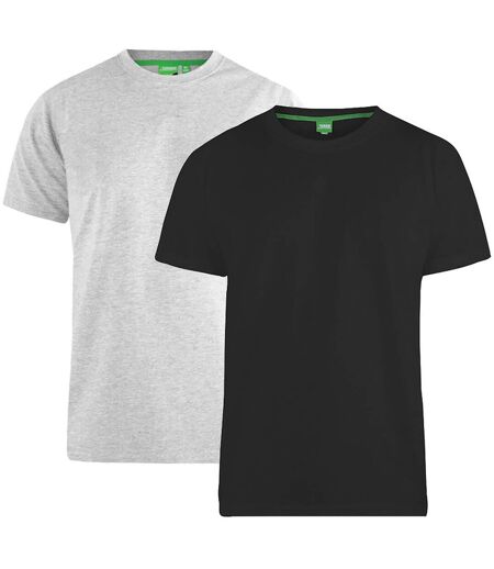 Duke Mens Fenton Kingsize D555 Round Neck T-shirts (Pack Of 2) (Black/Grey) - UTDC209