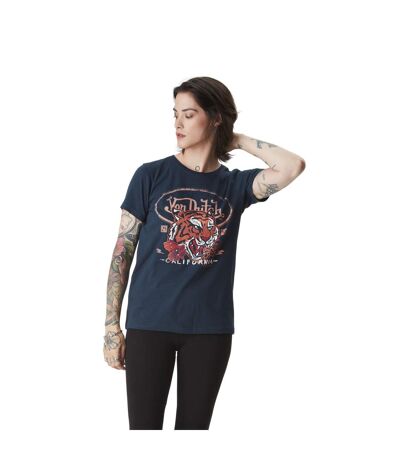 T-shirt femme à col rond avec print et strass devant Rug Vondutch