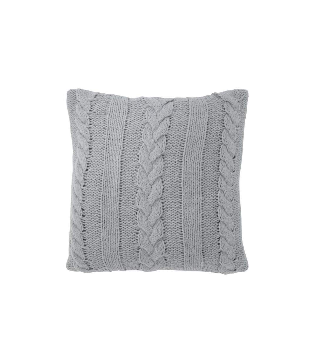 Coussin Déco Tricoté Twist 45x45cm Gris-1