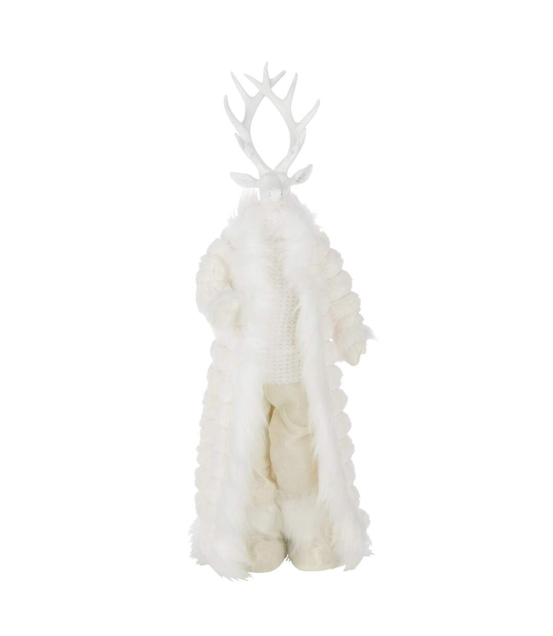Statue Cerf Debout Manteau 76cm Blanc-1