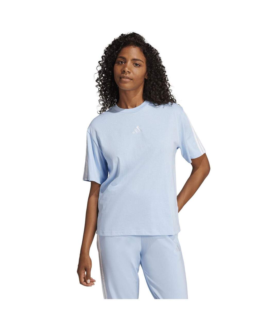 T-shirt Motif/style 3 Rayures Essentials Femme Bleu Pâle Adidas-2