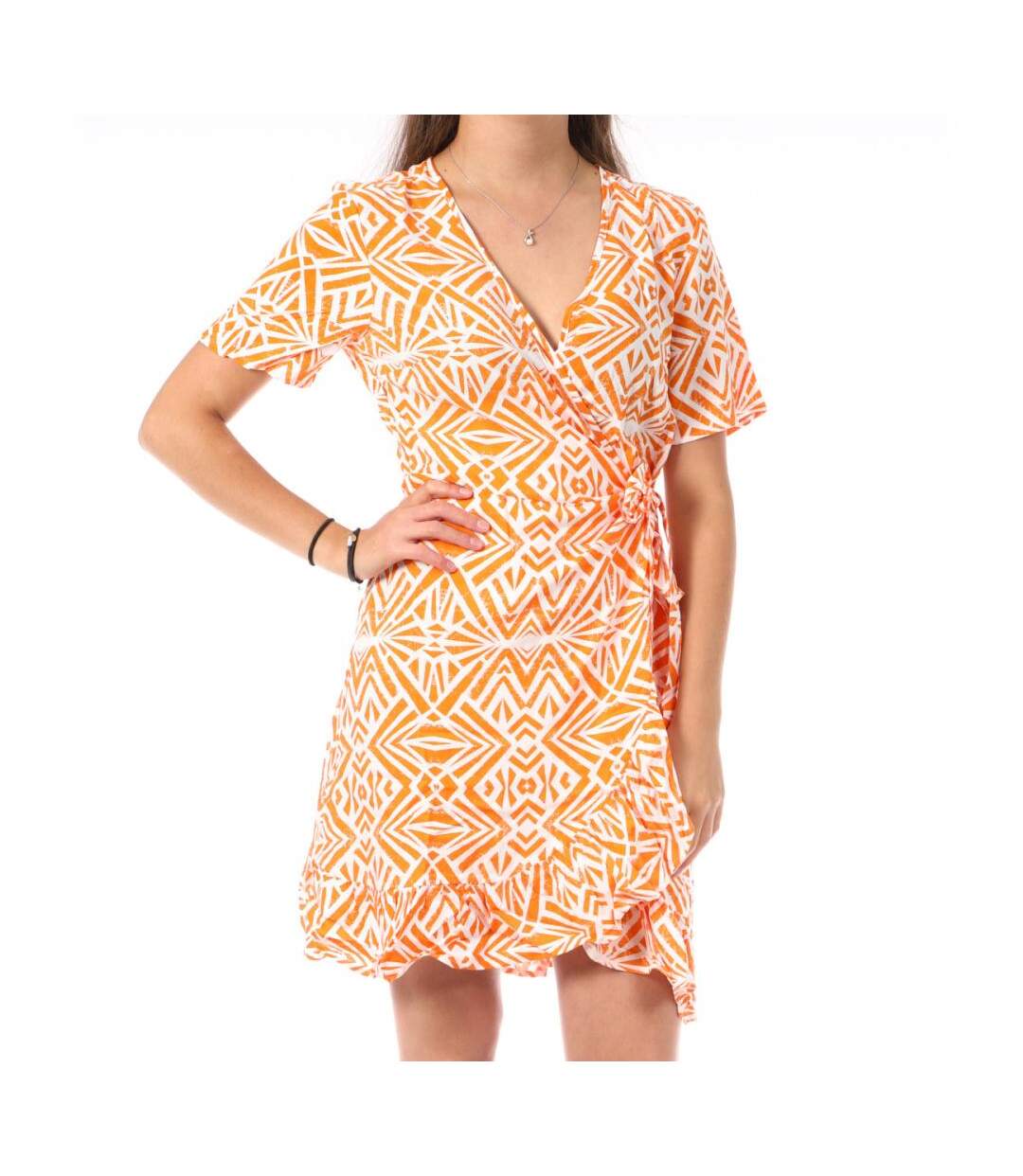 Robe Orange Femme Only Marlie Wrap - L-1