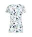 T-shirt Motif/style Imprimé Fleur Femme Blanc Bleu Vert Lazy Jacks-2