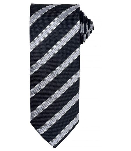 Cravate rayée - PR783 - noir et gris