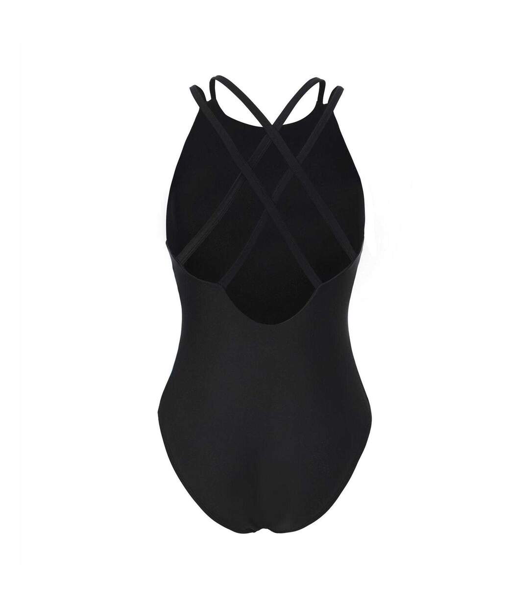 Womens/ladies String-back One Piece Swimsuit Black Print Slazenger-2