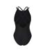 Womens/ladies String-back One Piece Swimsuit Black Print Slazenger-2
