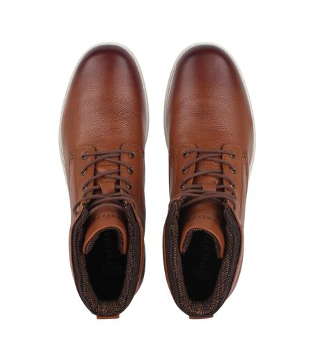 Mens Shira Leather Flat Boots Tan Firetrap