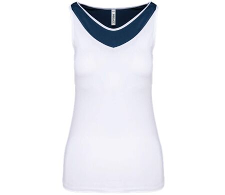 Débardeur de padel - Femme - PA4031 - blanc et bleu marine