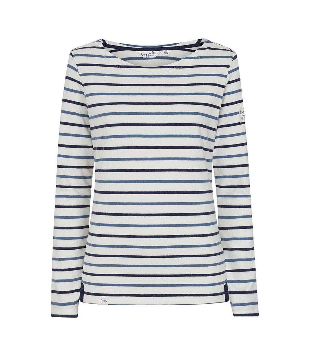 Womens/ladies Breton Colour Stripe Long-sleeved T-shirt Blue Lazy Jacks-1