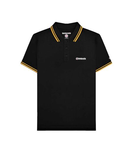 Mens Twin Tip Polo Shirt White Black Gold Lambretta