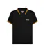 Mens Twin Tip Polo Shirt White Black Gold Lambretta-1