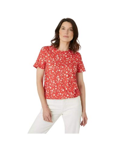 Maine Womens/Ladies Bubble Hem Short-Sleeved Top (Red)