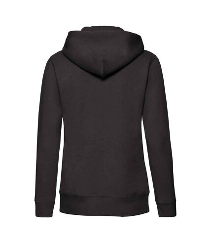 Womens/ladies premium hooded lady fit hoodie black Fruit of the Loom