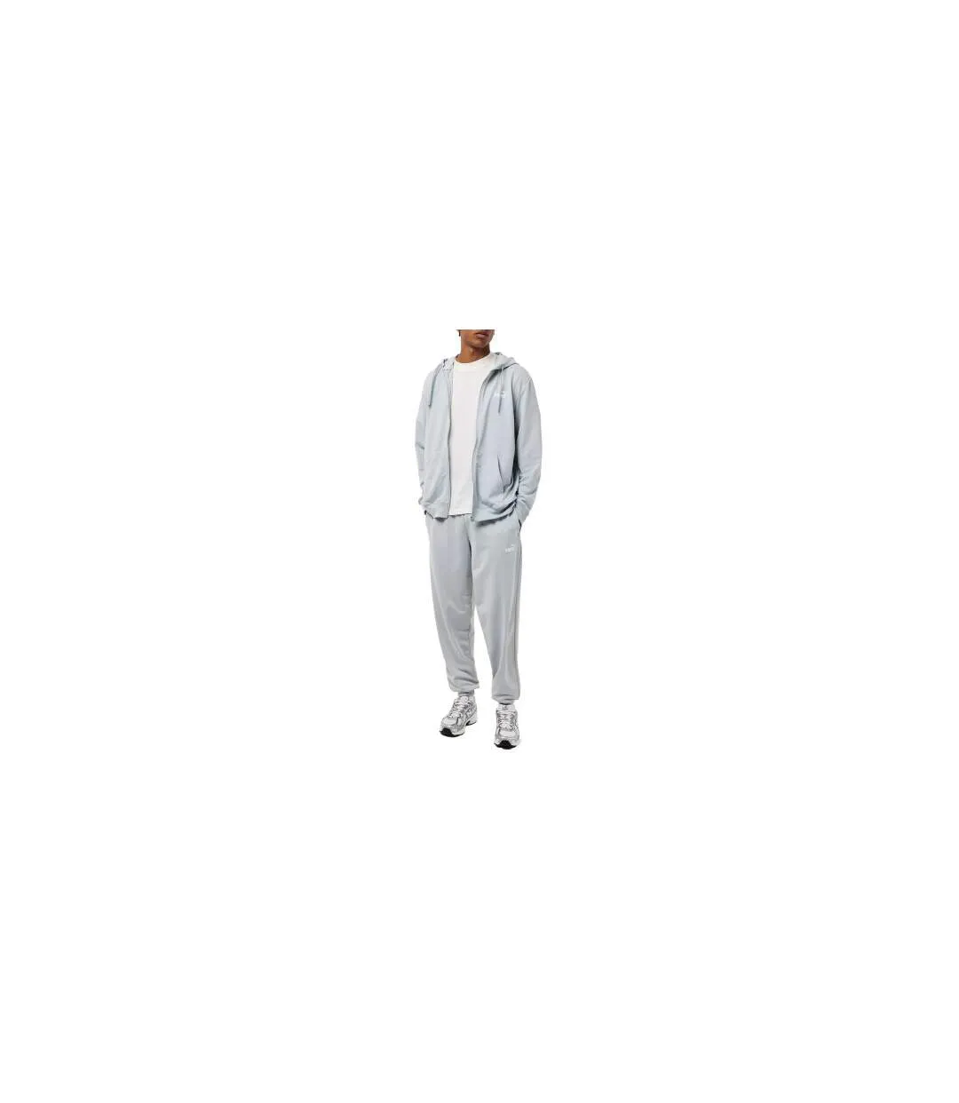 Mens Hooded Long-sleeved Tracksuit Set Light Grey Puma-1