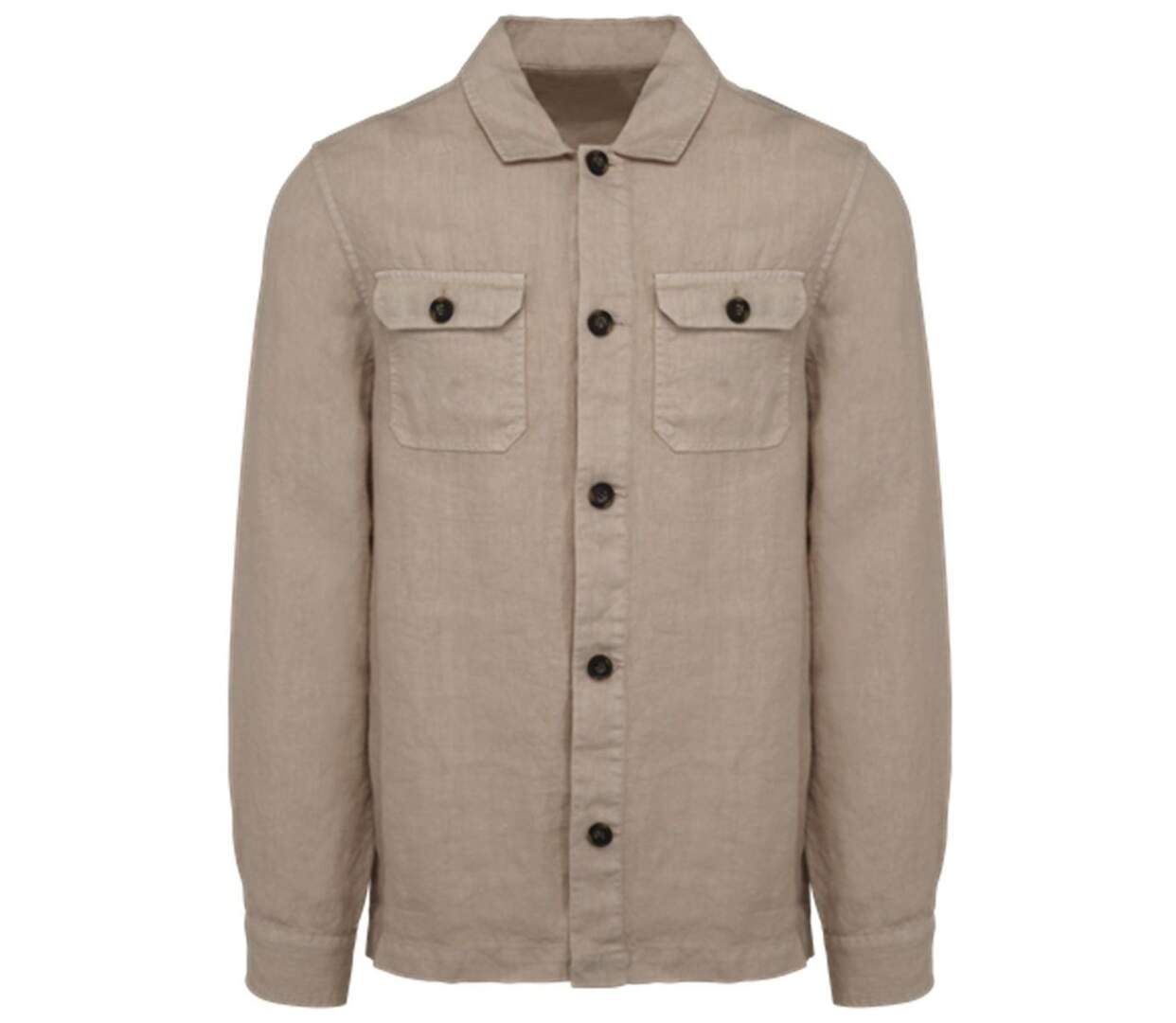 Surchemise délavée en lin - Homme - PATS516 - beige linen washed sand-1