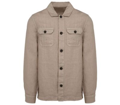 Surchemise délavée en lin - Homme - PATS516 - beige linen washed sand