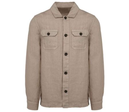 Surchemise délavée en lin - Homme - PATS516 - beige linen washed sand
