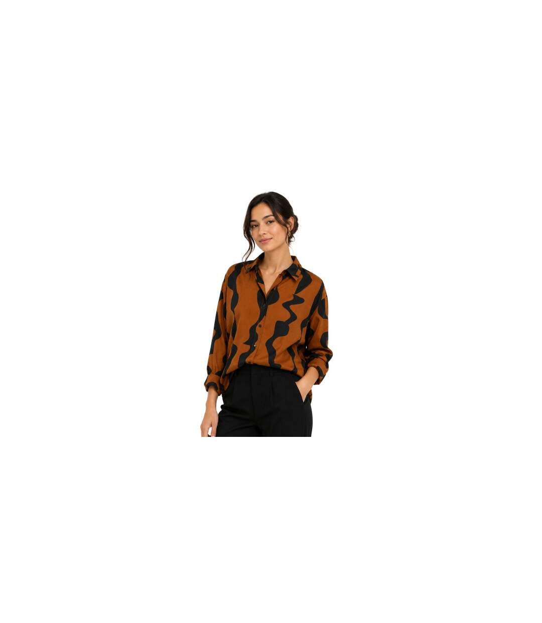 Chemise Motif/style Abstrait Femme Noir Marron Vero Moda-1