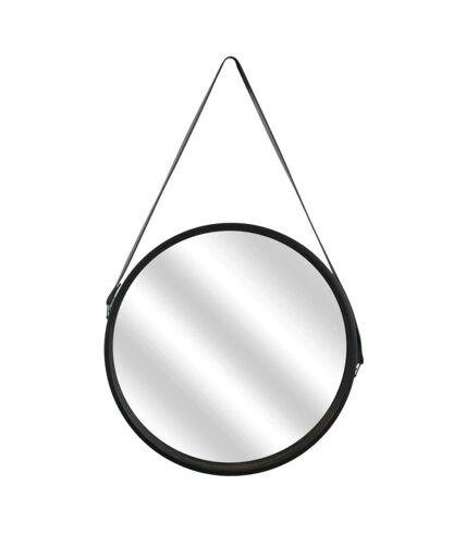 Miroir rond 40 cm avec anse en polyuréthane Noir