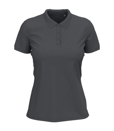 Womens/ladies Stretch Polo Shirt Slate Grey Stedman