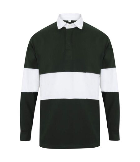 Front Row Adults Unisex Panelled Tag Free Rugby Shirt (Bottle Green/White) - UTRW6649