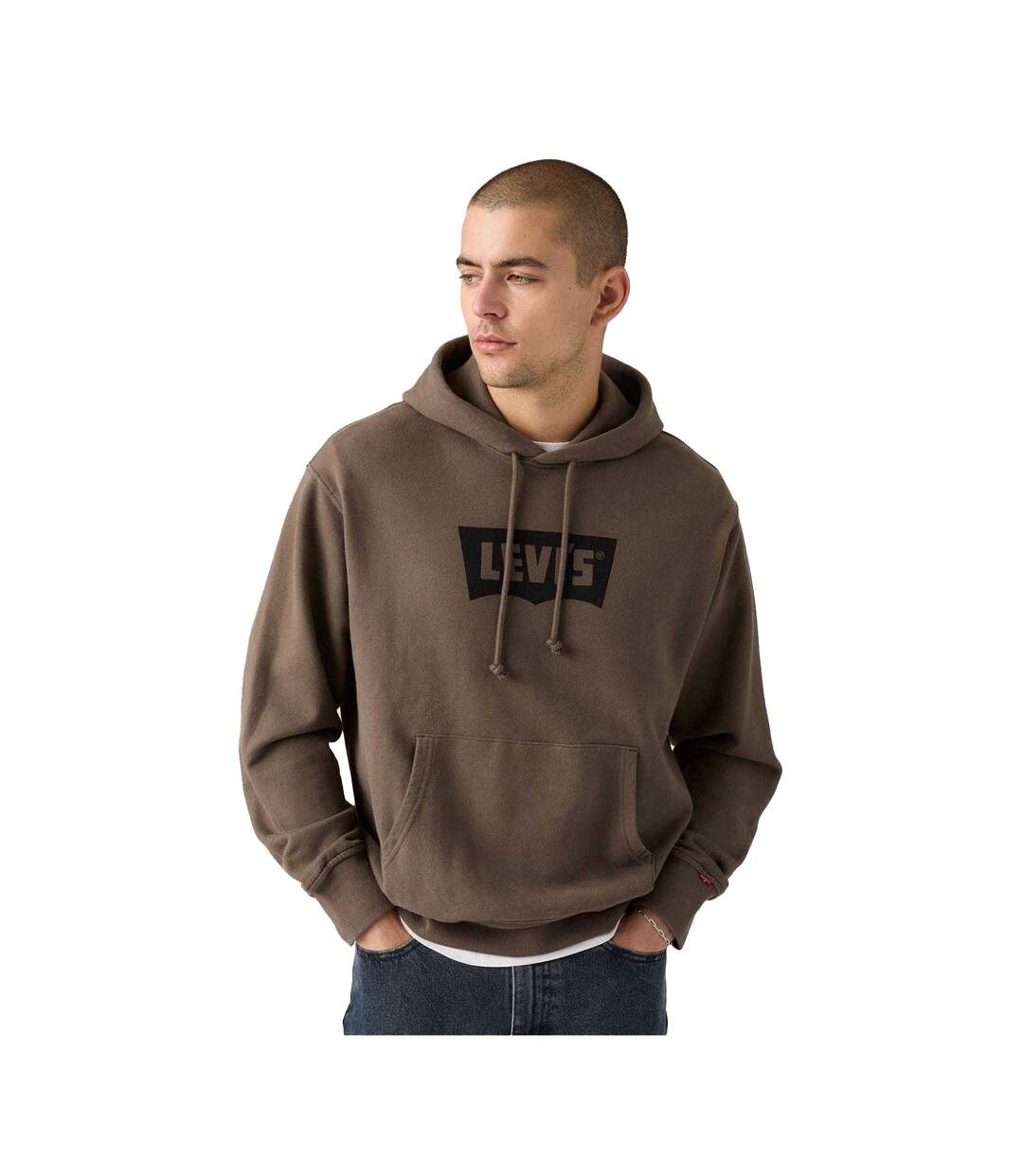 Sweat À Capuche Motif/style Aile De Chauve-souris Et Logo Homme Marron Levis-1