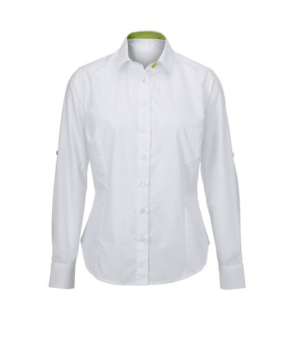 Alexandra Womens/Ladies Roll Sleeve Hospitality Work Long Sleeve Shirt (White/ Lime) - UTRW5349