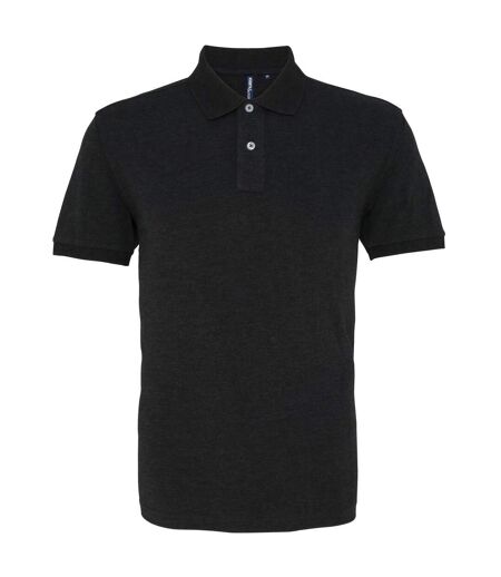 Asquith & Fox Mens Plain Short Sleeve Polo Shirt (Black Heather)