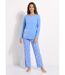Pyjama manches longues coton uni fleuri-1