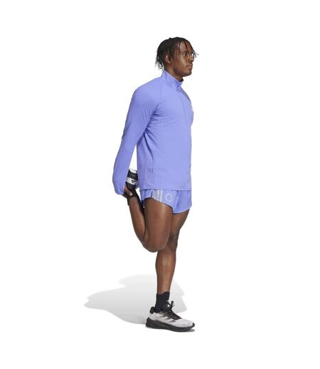 Mens Adizero Quarter Zip Running T-shirt Blue Adidas