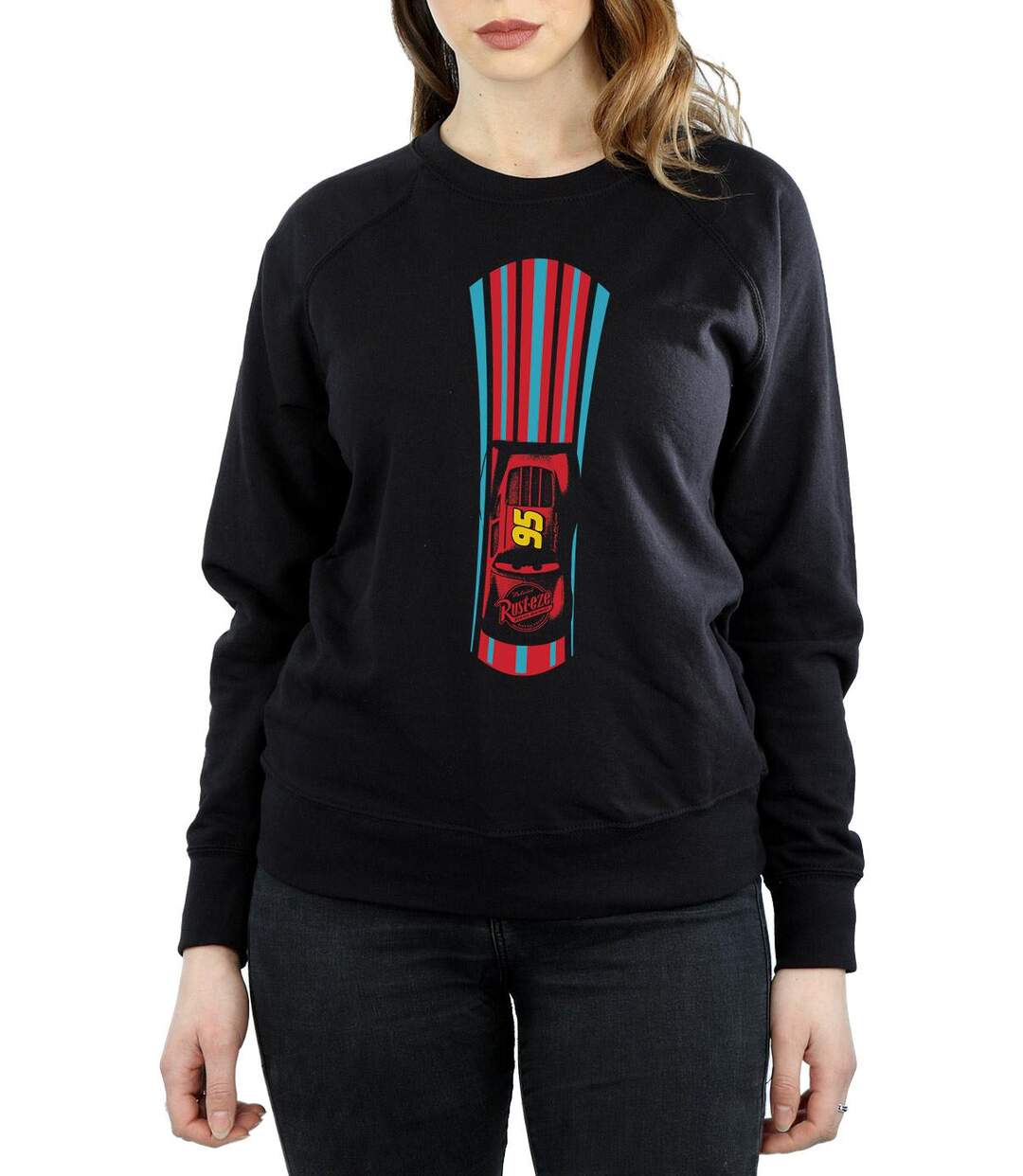 Disney Sweatshirt rayé Cars Lightning McQueen Femme/Ladies (Noir) - UTBI3266-3