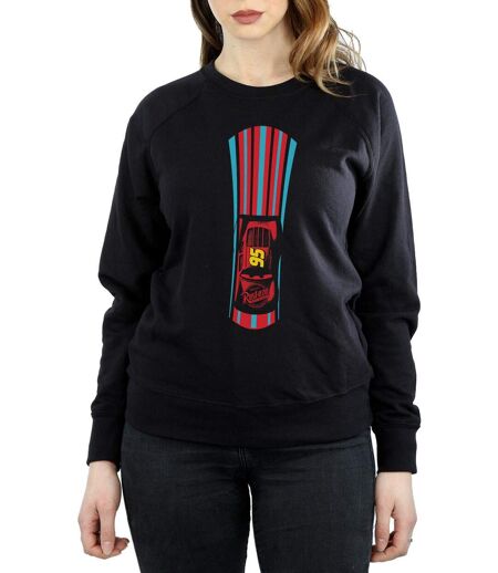Disney Sweatshirt rayé Cars Lightning McQueen Femme/Ladies (Noir) - UTBI3266