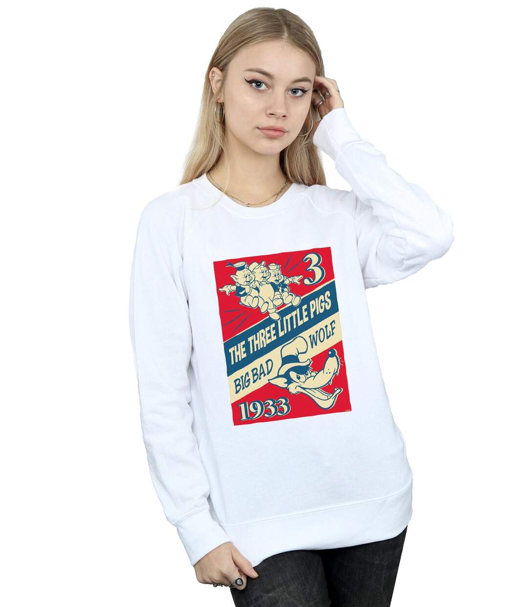 Disney - Sweat THREE LITTLE PIGS AND THE BIG BAD WOLF - Femme (Blanc) - UTBI13554-2