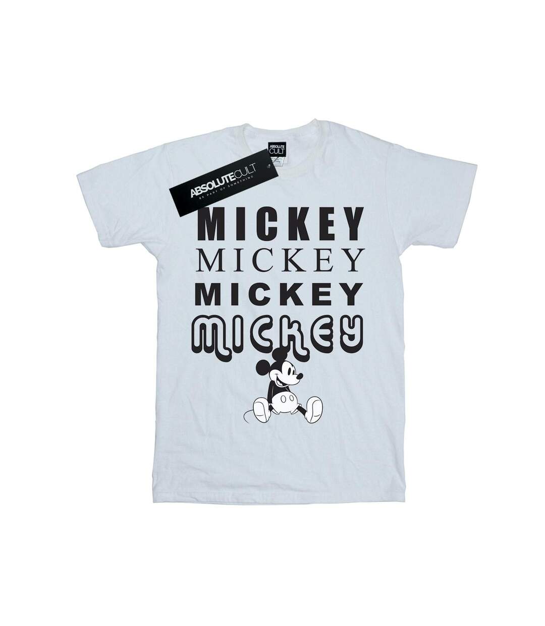 Disney Femme/Ladies - Mickey Mouse Sitting Cotton Boyfriend T-Shirt (Blanc) - UTBI36018-1