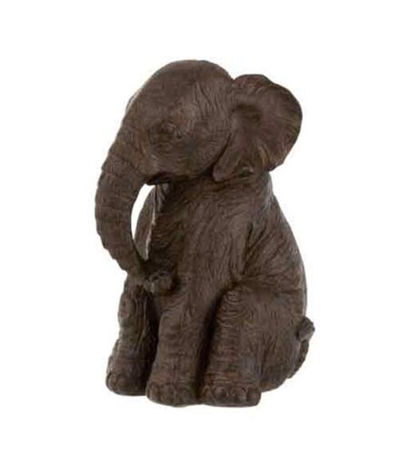 Statuette Déco Éléphant Assis 23cm Marron