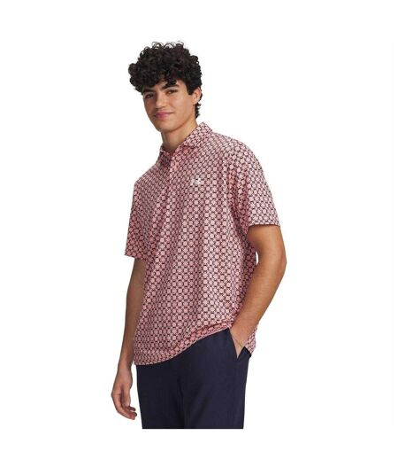 Mens Matchplay Crab Polo Shirt Pink Navy White Under Armour