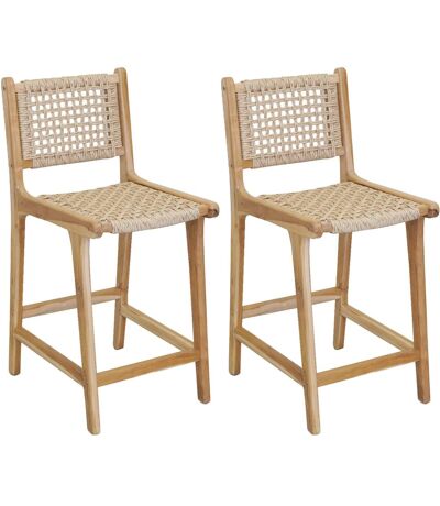 Tabouret de bar en teck naturel BAIA (Lot de 2) Hauteur 110 cm