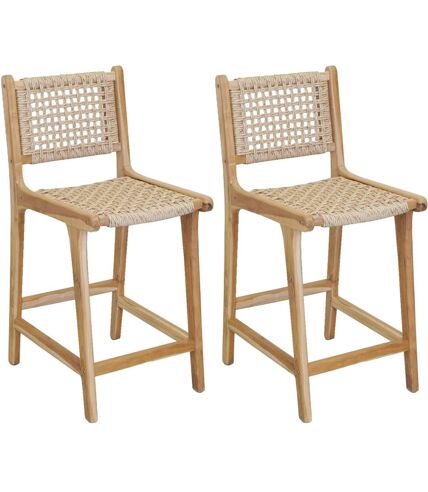 Tabouret de bar en teck naturel BAIA (Lot de 2) Hauteur 110 cm