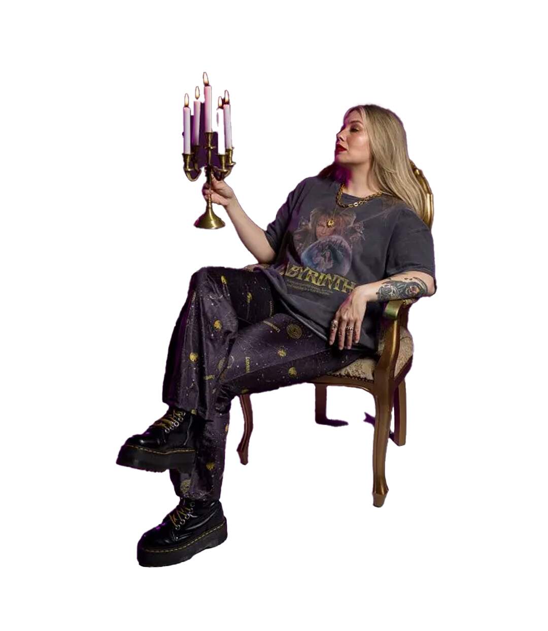 T-shirt Motif Jareth Le Roi Des Gobelins Motif/style Boule De Cristal Adulte Noir Charbon Labyrinth-2