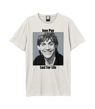 Unisex Adult Lust For Life Iggy Pop T-shirt Vintage White Amplified